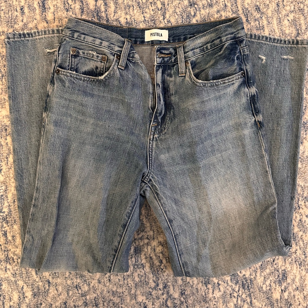 Blue ripped pistola jeans!!